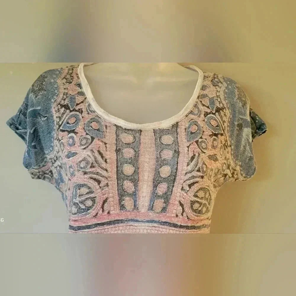 Lucky Brand Womens light gray Indian Mural T-shirt women's size Small - Picture 5 of 13